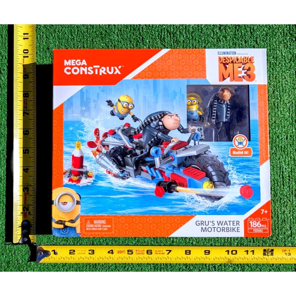 Mega Construx Despicable Me 3 Gru's Water MotorBike 186Pcs Toy Set 7+ NIB